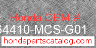 Honda 64410-MCS-G01 genuine part number image
