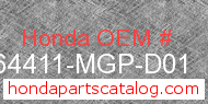 Honda 64411-MGP-D01 genuine part number image
