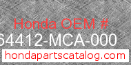 Honda 64412-MCA-000 genuine part number image