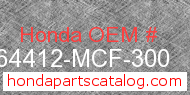 Honda 64412-MCF-300 genuine part number image
