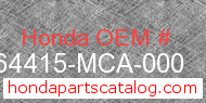 Honda 64415-MCA-000 genuine part number image