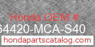 Honda 64420-MCA-S40 genuine part number image