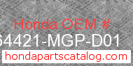 Honda 64421-MGP-D01 genuine part number image