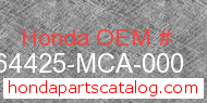 Honda 64425-MCA-000 genuine part number image