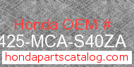 Honda 64425-MCA-S40ZA genuine part number image