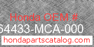 Honda 64433-MCA-000 genuine part number image