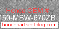 Honda 64450-MBW-670ZB genuine part number image