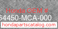 Honda 64450-MCA-000 genuine part number image
