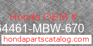 Honda 64461-MBW-670 genuine part number image