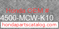 Honda 64500-MCW-K10 genuine part number image