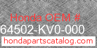 Honda 64502-KV0-000 genuine part number image