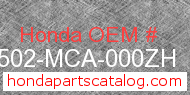 Honda 64502-MCA-000ZH genuine part number image