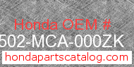 Honda 64502-MCA-000ZK genuine part number image