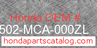Honda 64502-MCA-000ZL genuine part number image