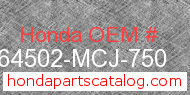 Honda 64502-MCJ-750 genuine part number image