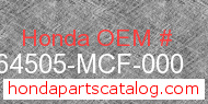 Honda 64505-MCF-000 genuine part number image