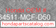 Honda 64511-MCF-D50 genuine part number image