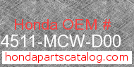 Honda 64511-MCW-D00 genuine part number image