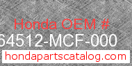 Honda 64512-MCF-000 genuine part number image