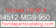 Honda 64512-MG9-950 genuine part number image