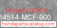 Honda 64514-MCF-000 genuine part number image