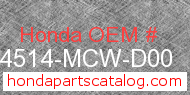 Honda 64514-MCW-D00 genuine part number image