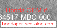 Honda 64517-MBC-000 genuine part number image