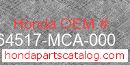 Honda 64517-MCA-000 genuine part number image