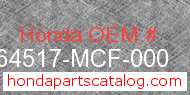 Honda 64517-MCF-000 genuine part number image