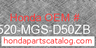 Honda 64520-MGS-D50ZB genuine part number image