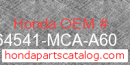 Honda 64541-MCA-A60 genuine part number image