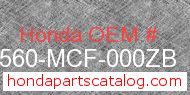 Honda 64560-MCF-000ZB genuine part number image