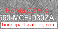 Honda 64560-MCF-D30ZA genuine part number image