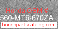 Honda 64560-MT6-670ZA genuine part number image
