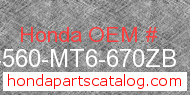 Honda 64560-MT6-670ZB genuine part number image