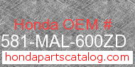 Honda 64581-MAL-600ZD genuine part number image