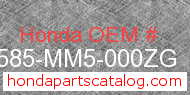 Honda 64585-MM5-000ZG genuine part number image