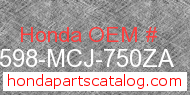 Honda 64598-MCJ-750ZA genuine part number image
