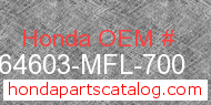 Honda 64603-MFL-700 genuine part number image