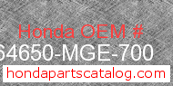 Honda 64650-MGE-700 genuine part number image