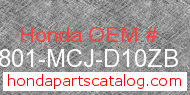 Honda 64801-MCJ-D10ZB genuine part number image