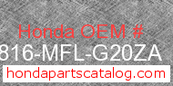 Honda 64816-MFL-G20ZA genuine part number image