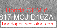 Honda 64817-MCJ-D10ZA genuine part number image