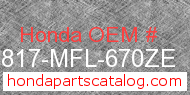 Honda 64817-MFL-670ZE genuine part number image