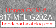 Honda 64817-MFL-G20ZA genuine part number image