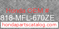 Honda 64818-MFL-670ZE genuine part number image