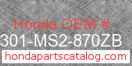 Honda 65301-MS2-870ZB genuine part number image