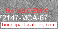 Honda 72147-MCA-671 genuine part number image