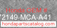 Honda 72149-MCA-A41 genuine part number image
