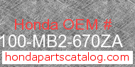Honda 77100-MB2-670ZA genuine part number image